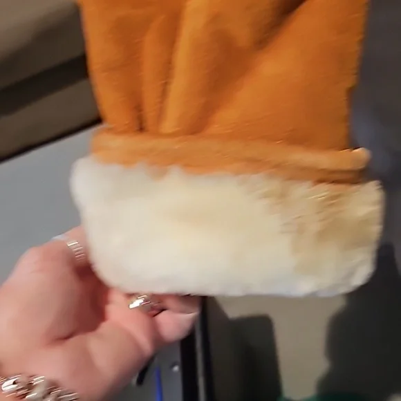 Leather Sherpa Jackets, Womens Large, Camel Color - Picture 3 of 14